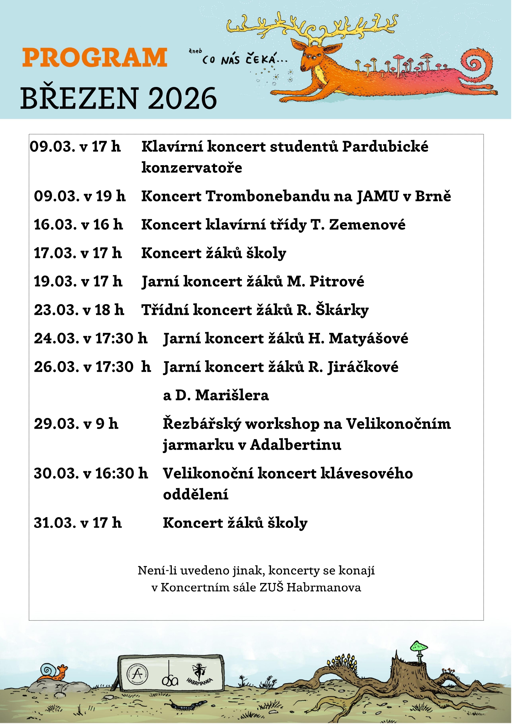 Harmonogram akcí - březen 2026